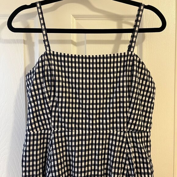 Gap Gingham Linen-Blend Fit & Flare Cami Dress - Picture 2 of 4